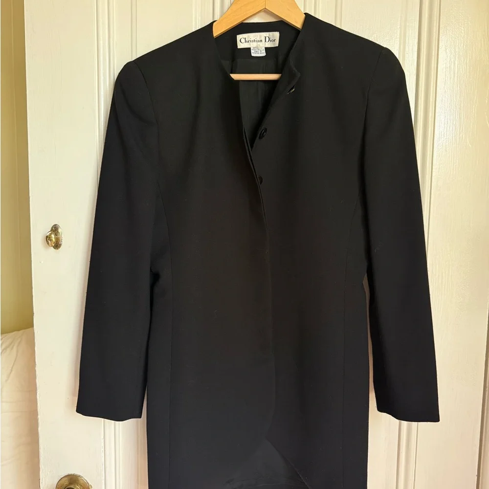 Vintage Dior Black Collarless Blazer